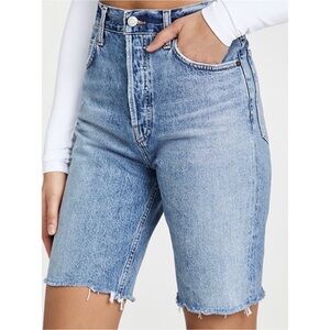 Agolde Light Wash High-Rise Denim Bermuda Shorts